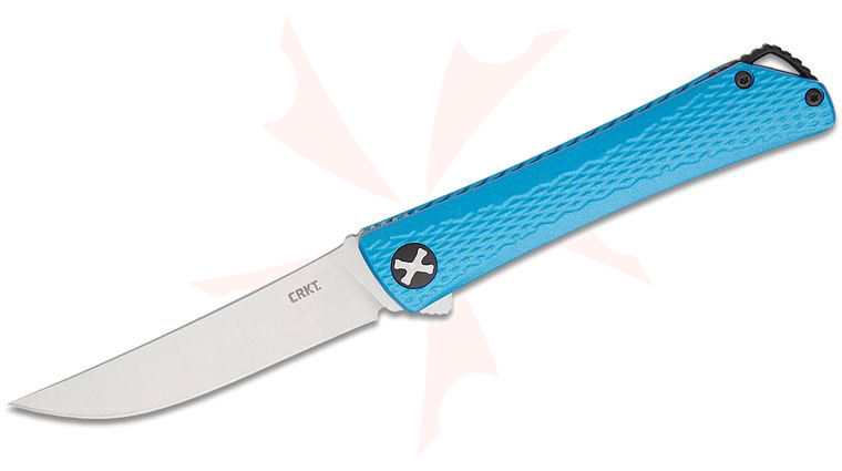 Columbia River CRKT 7540 Jeff Park Kalbi Flipper 3.28 inch Acuto 440 Satin Upswept Blade, Milled Blue Aluminum Handles