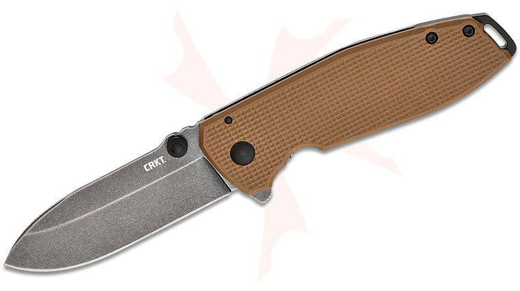 Columbia River CRKT 2495B Lucas Burnley Squid XM Assisted Flipper Knife 2.95 inch D2 Black Stonewashed Drop Point Blade, Brown G10 and Stainless Steel Handles