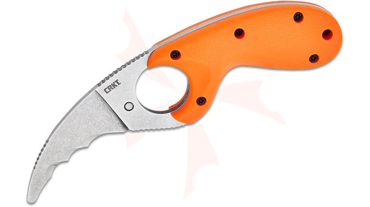 Columbia River CRKT 2511ER Kommer Bear Claw Fixed Blade Knife 2.38 inch AUS-8 Serrated Blunt Tip Blade with Veff Serrations, Orange Glass-Reinforced Nylon GRN Handles, Thermoplastic Sheath