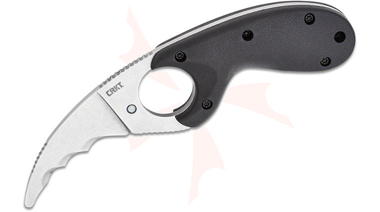 Columbia River CRKT 2511 Kommer Bear Claw Fixed Blade Knife 2.38 inch AUS-8 Serrated Blunt Tip Blade with Veff Serrations, Black Glass-Reinforced Nylon GRN Handles, Thermoplastic Sheath