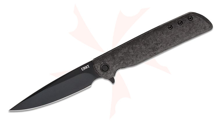Columbia River CRKT 3801K Matthew Lerch LCK  Flipper Knife 3.35 inch S35VN Black TiNi Drop Point Blade, Marbled Carbon Fiber Handles