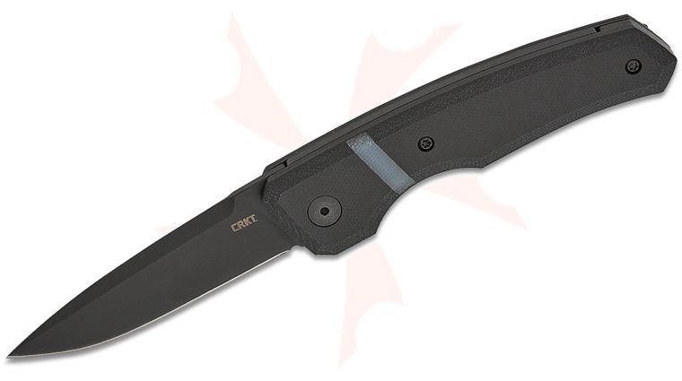 Columbia River CRKT A1000K Philip Booth USA-Made Michaca Scale-Release Lock AUTO Folding Knife 3.3 inch CPM-MagnaCut Black Stonewashed Drop Point Blade, Black G10 Handles