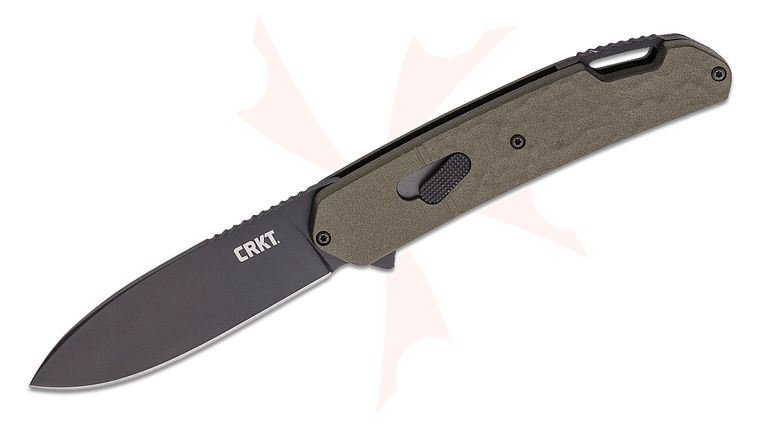 Columbia River CRKT K542GKP Ken Onion Bona Fide Flipper Knife 3.586 inch 1.4116 Black Plain Blade, OD Green Aluminum Handles - Field Strip Gen II Technology