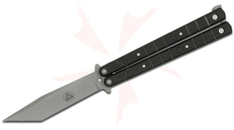 Combative Edge Legacy Balisong 4.5 inch S90V Acid Washed Tanto Blade, G10 Handles