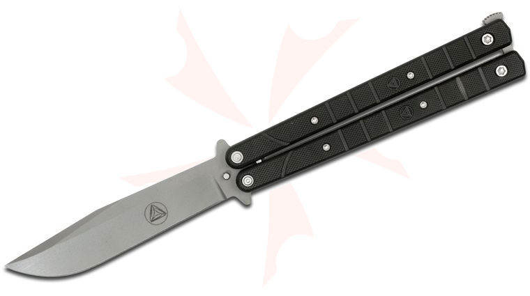 Combative Edge Legacy Balisong 4.5 inch S90V Acid Washed Bowie Blade, G10 Handles