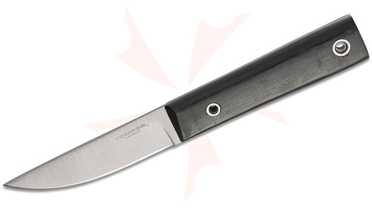 Condor Tool & Knife CTK800-3.3HC Urban EDC Puukko Knife 3.29 inch 1095 Carbon Steel Blade, Black Paper Micarta Handles, Welted Leather Sheath