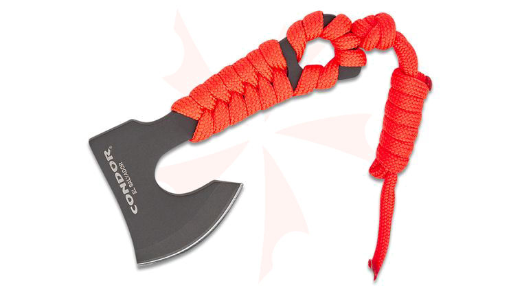 Condor Tool & Knife CTK820-2.9-HC Carlitos Neck Hatchet 1.69 inch 1075 Carbon Steel Black Cerakote Hatchet Blade, Orange Paracord Wrapped Handle, Kydex Sheath