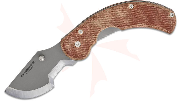 Condor Tool & Knife CTK825-4.15HC Pocket Beast Folding Knife 2.87 inch 1095 Carbon Steel Scandi Blade, Desert Tan Micarta Handles