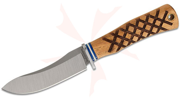 Condor Tool & Knife CTK827-1.1 SK Woodspirit Tracker Fixed Blade Knife 4.12 inch 14C28N Satin Scandi Skinner Blade, Burnt American Hickory Wood Handles, Welted Leather Sheath