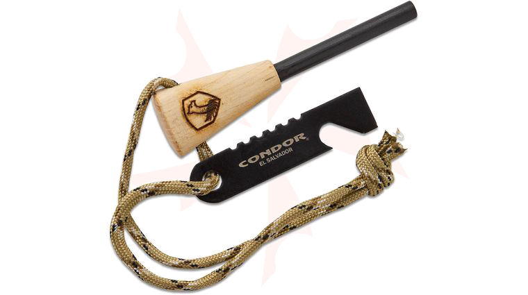 Condor Tool & Knife CTK001-FSW Ferro Fire Starter, Burnt American Hickory Handle