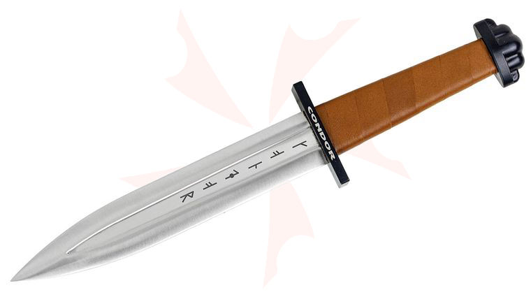 Condor Tool & Knife CTK1014-8-SS Viking Ironside Dagger 8 inch 440C Stainless Steel Blade, Leather Wrapped Hickory Handle, Leather Sheath