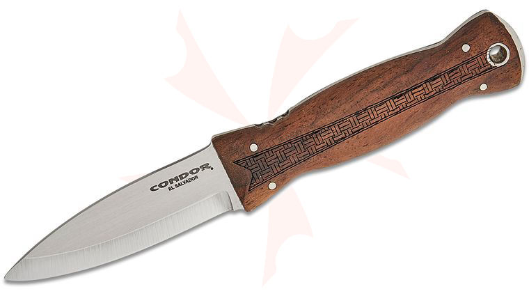 Condor Tool & Knife CTK1040-3.3WSK Bushscot Fixed Blade Knife 3.31 inch 14C28N Polished Drop Point Blade, Walnut Handles, Welted Leather Sheath