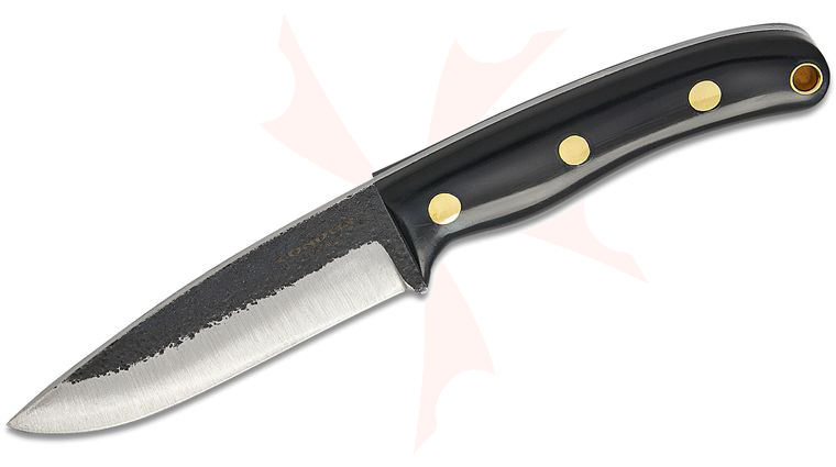 Condor Tool & Knife CTK1060-4.2-SS Juliet Fixed Blade Knife 4.2 inch 440C Drop Point Blade, Black Paper Micarta Handle, Welted Leather Sheath