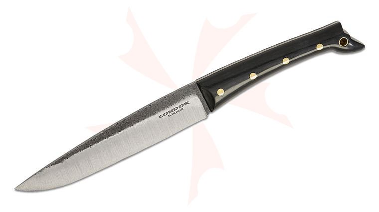 Condor Tool & Knife CTK1061-6.5 SK Scythian Horse Fixed Blade Knife 6.55 inch 14C28N Drop Point Blade, Black Paper Micarta Handle, Welted Leather Sheath