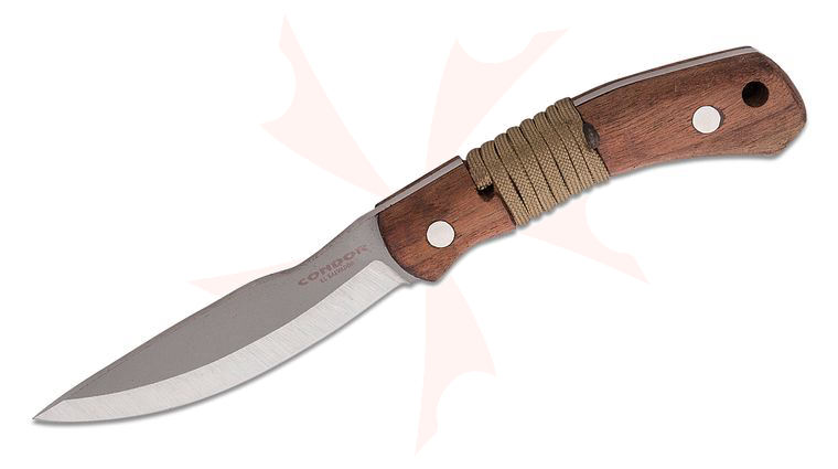 Condor Tool & Knife CTK120-4.26-4C Mountaineer Trail Hunter Fixed Blade Knife 4.27 inch 440C Satin Clip Point, Walnut Handles, Welted Leather Sheath