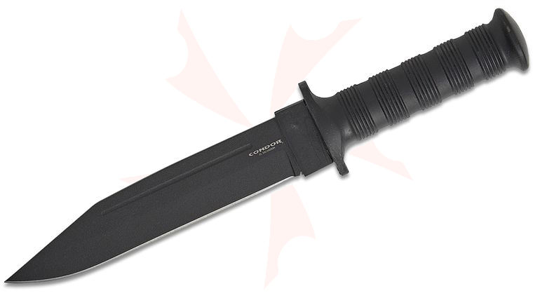 Condor Tool & Knife CTK1338-7.7HC DarkSaxon Fixed Blade Knife 7.76 inch 1075 Carbon Steel Black Seax Blade, Black Polypropylene Handle, Black Canvas Sheath