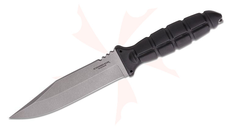 Condor Tool & Knife CTK1834-6.3-SS Escort Fixed Blade Knife 6.3 inch Satin Clip Point, Black Polypropylene Handles, Kydex Sheath