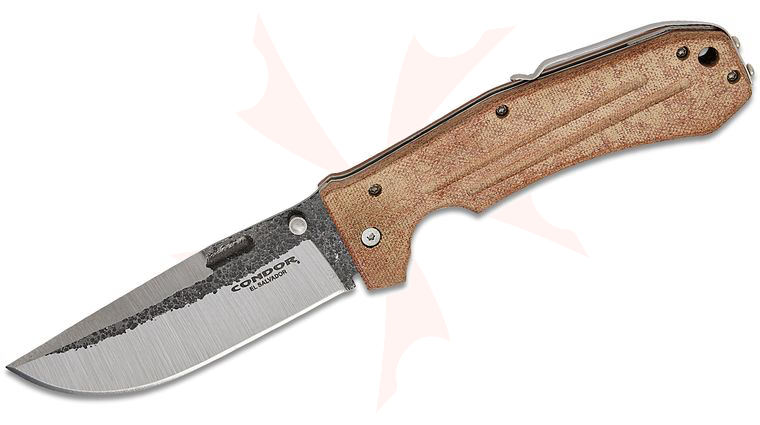 Condor Tool & Knife CTK1835-5MSK Tactical Pass Com-Tact Folding Knife 4.29 inch 14C28N Condor Classic Blade, Desert Tan Micarta Handles