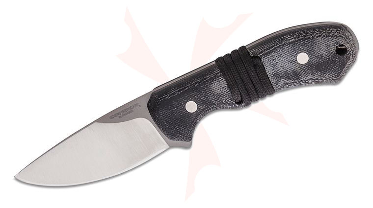 Condor Tool & Knife CTK1833-3.0-SK Mountaineer Trail Intent Knife Fixed Blade 3.04 inch Sandvik 14C28N Satin Drop Point, Black Micarta Handles, Welted Leather Sheath