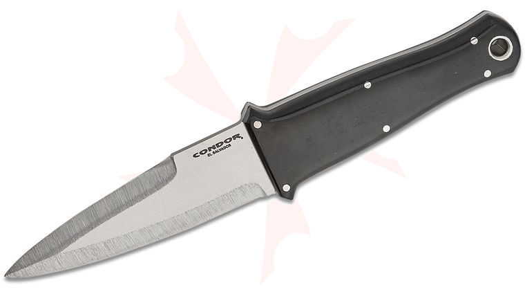 Condor Tool & Knife CTK1840-3.6-SS Hokahey Fixed Blade Knife 3.67 inch 420HC Polished Spear Point Blade, Black Micarta Handles, Leather Sheath