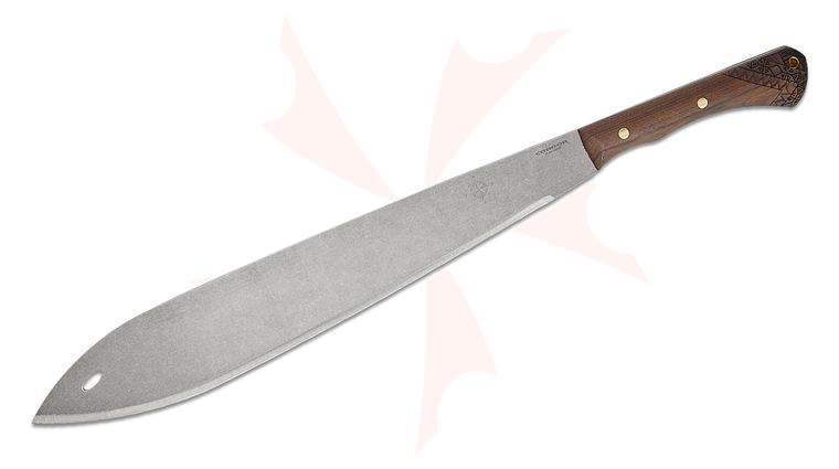 Condor Tool & Knife CTK2012-17.5HC Polar Indigenous Machete 17.6 inch 1075 Carbon Steel Stonewashed Blade, Walnut Handles, Welted Leather Sheath