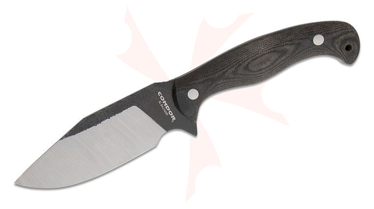 Condor Tool & Knife CTK2847-5.4-HC Black Leaf Fixed Blade Knife 5.41 inch 1095 High Carbon Steel Clip Point, Black Micarta Handles, Kydex Sheath