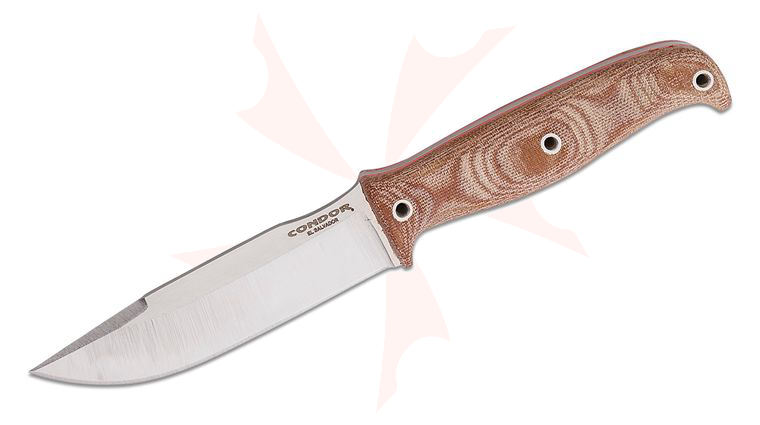 Condor Tool & Knife CTK2848-4.6-4C Prius Fixed Blade Knife 4.65 inch Polished Drop Point, Natural Micarta Handles, Welted Leather Sheath