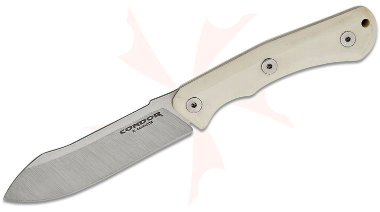 Condor Tool & Knife CTK2858-4.20SK Sport X.E.R.O. Risk Fixed Knife 4.20 inch 14C28N Sheepsfoot Blade, White Micarta Handles, Kydex Sheath