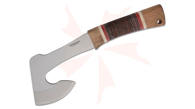 Condor Tool & Knife CTK2853-4.1-HC Country Backroads Axe 12.19 inch Overall 1075 Carbon Steel Polished Head, Leather Stacked Burnt American Hickory Handle, Welted Leather Sheath