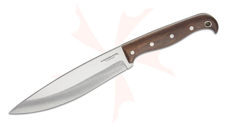 Condor Tool & Knife CTK2863-7.0 SS Jarn Knife Fixed Blade 7.12 inch 420HC Polished Drop Point Blade, Walnut Handles, Welted Leather Sheath