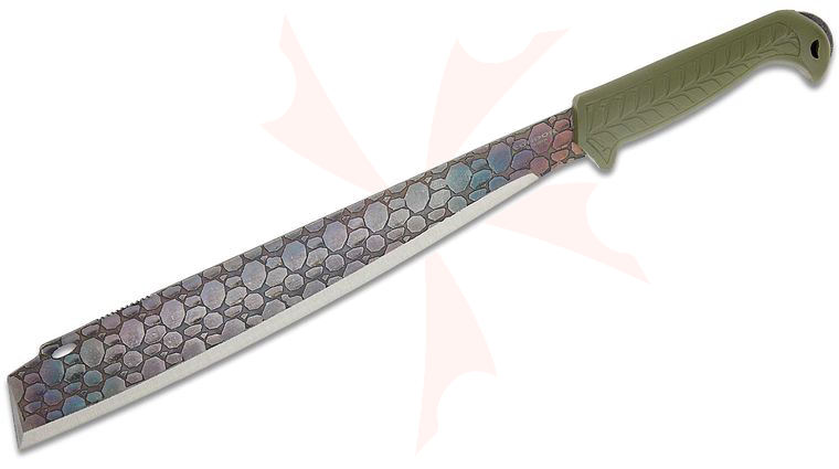 Condor Tool & Knife CTK2871-14GHC Joe Flowers Roarlock Machete 14.24 inch 1075 Carbon Steel  inchEtched Damascus inch Blade, Green Polypropylene Handles, Nylon Sheath