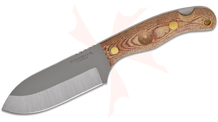 Condor Tool & Knife CTK3920-4.7HC Toki Knife 4.73 inch 1075 Carbon Steel Blade, Micarta Handles, Welted Leather Sheath with Fire Starter