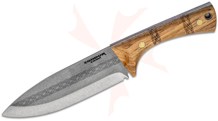 Condor Tool & Knife CTK3941-6.1HC Pictus Fixed Blade Knife 6.11 inch 1095 Carbon Steel, American Hickory Handle, Welted Leather Sheath