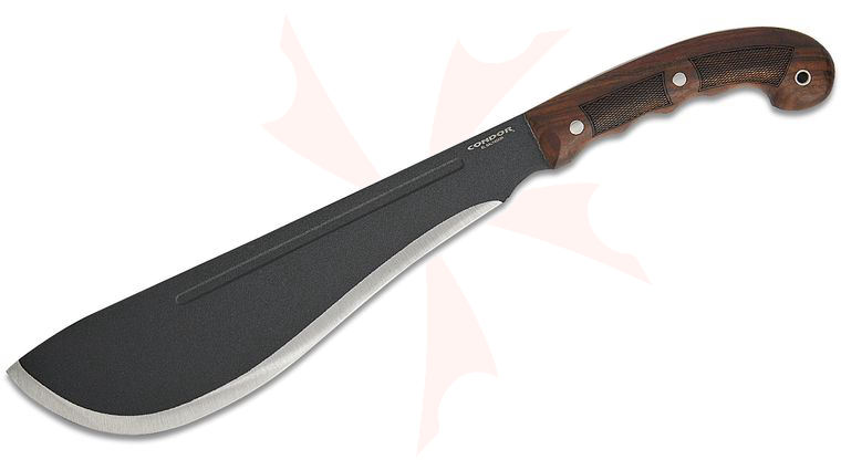 Condor Tool & Knife CTK3955-12.2HC Departure Bolo Machete 12.19 inch 1075 Black Carbon Steel Blade, Walnut Handles, Welted Leather Sheath