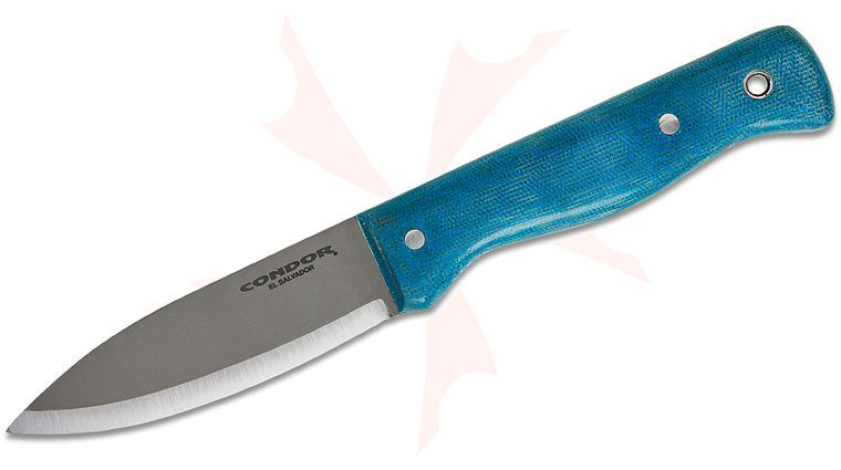 Condor Tool & Knife CTK3958-4.3SK Aqualore Fixed Blade Knife 4.3 inch 14C28N Scandi Ground Blade, Blue Micarta Handles, Kydex Sheath