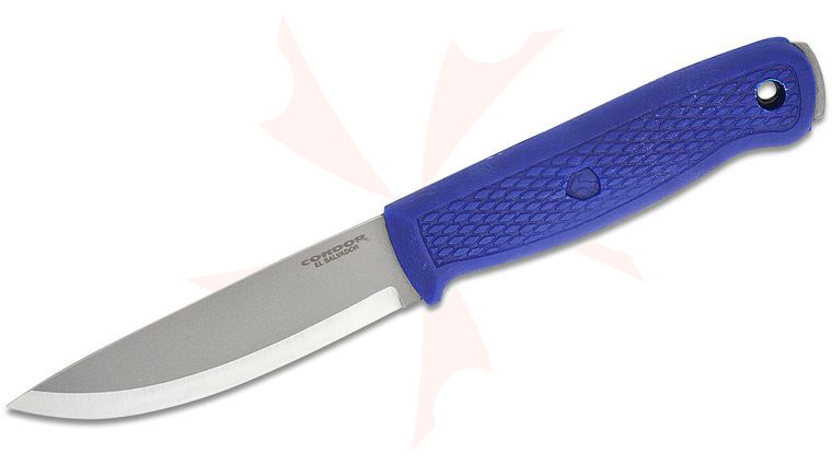 Condor Tool & Knife CTK3964-4.1SK Lipotes Fixed Blade Knife 4.15 inch Sandvik 14C28N Blasted Satin Drop Point Blade, Blue Polypropylene Handle and Sheath