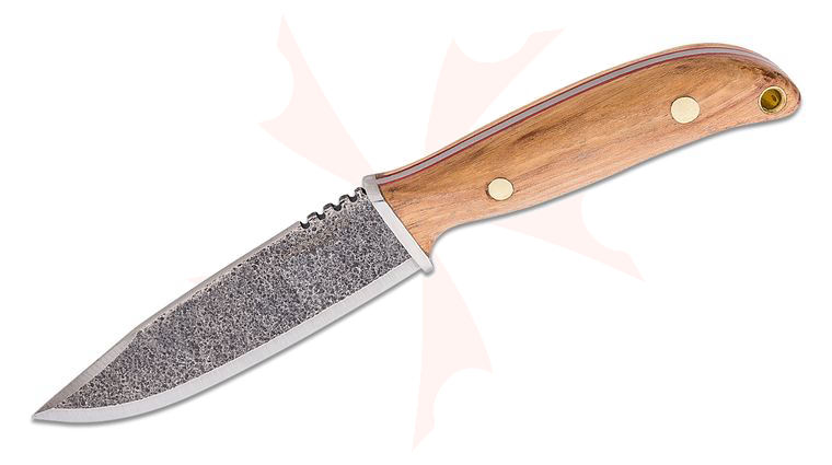Condor Tool & Knife CTK3962-4.6-HC Austral Fixed Blade Knife 4.61 inch 1095 Carbon Steel Clip Point, Burnt American Hickory Handles, Welted Leather Sheath