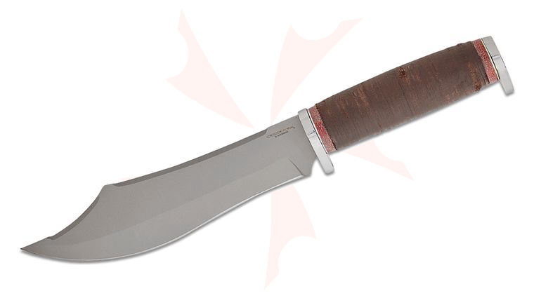 Condor Tool & Knife CTK3975-7.0 HC Gray Pioneer Bowie Knife Fixed 6.97 inch 1075 Carbon Steel Blade, Stacked Leather and Micarta Handles, Leather Sheath