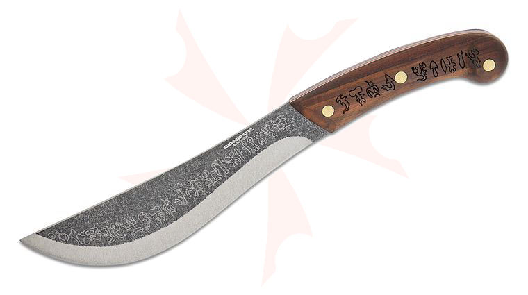 Condor Tool & Knife CTK3976-7.12 HC Matato'a Knife 7.1 inch 1095 Carbon Steel Blade, Walnut Handles, Leather Sheath