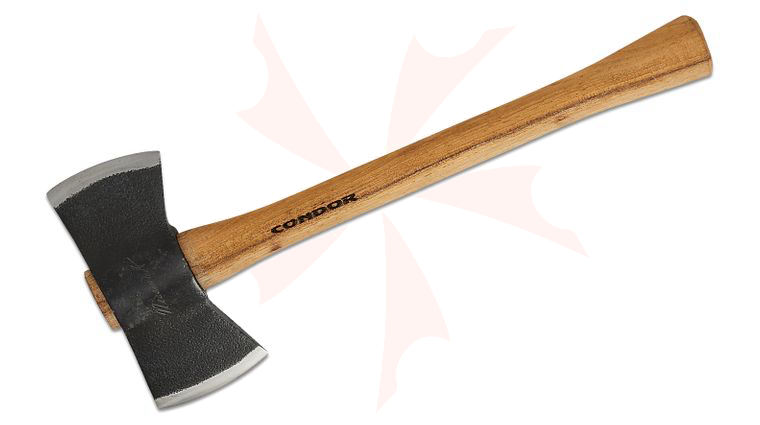 Condor Tool & Knife CTK3978-1.1HC Nessmuk Heritage Axe 14.75 inch Overall, Burnt American Hickory Handle, Leather Sheath