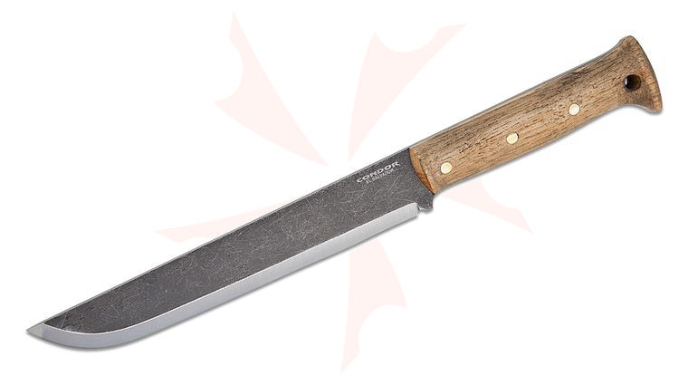 Condor Tool & Knife CTK3973-7.3HC Leuku Fixed Blade Knife 7.3 inch 1075 Carbon Natural Straight-Back Blade, Burnt American Hickory Handles, Leather Sheath