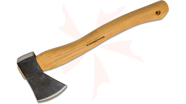 Condor Tool & Knife CTK4070C15 Greenland Hatchet 5.87 inch Carbon Steel Head, American Hickory Handle, Welted Leather Sheath