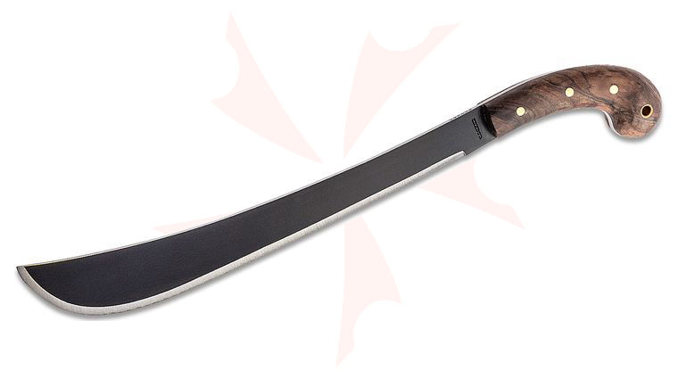Condor Tool & Knife CTK410-14HCS Golok Machete 14 inch Black Carbon Steel Blade, Walnut Handles, Leather Sheath