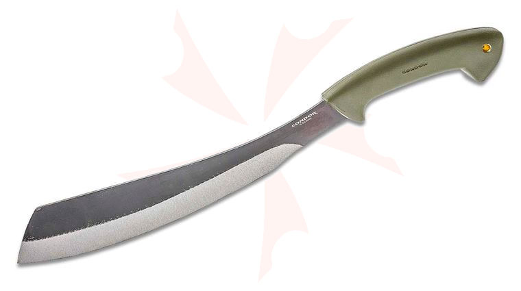 Condor Tool & Knife CTK423-13HC Bushcraft Parang Machete 13 inch 1075 Carbon Steel Blade, Green Polypropylene Handles, Nylon Sheath