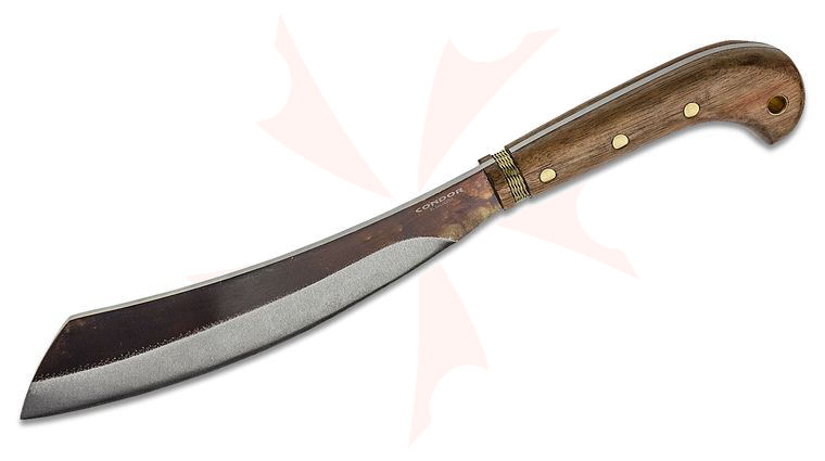 Condor Tool & Knife CTK426-10.5HC Mini Duku Parang Machete 10.5 inch Carbon Steel Blade, Hardwood Handles, Leather Sheath