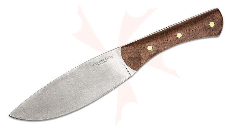 Condor Tool & Knife CTK5003-6.6 Knulujulu Knife 6.67 inch 440C Stainless Steel Blade, Walnut Wood Handles, Welted Leather Sheath