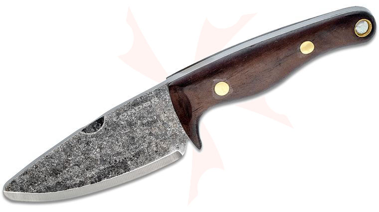Condor Tool & Knife CTK801-3.7HC Kimen Fixed Blade Knife 3.19 inch 1095 Carbon Steel Blunt Tip, Walnut Wood Handles, Welted Leather Sheath