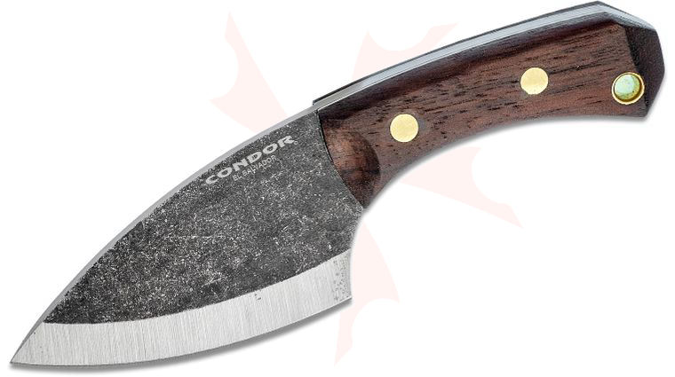 Condor Tool & Knife CTK802-3.26HC Pangui Fixed Blade Neck Knife 3.27 inch 1095 Carbon Steel, Walnut Wood Handles, Welted Leather Sheath
