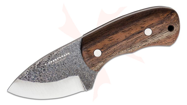 Condor Tool & Knife CTK810-2.7HC Beetle Neck Knife 2.67 inch 1095 Carbon Steel Condor Classic Scandi Blade, Walnut Wood Handle, Welted Leather Sheath