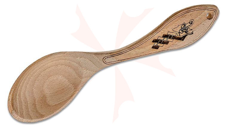 Condor Tool & Knife CTK1019-2.25 Norse Dragon Carved Wooden Spoon, Leather Sheath